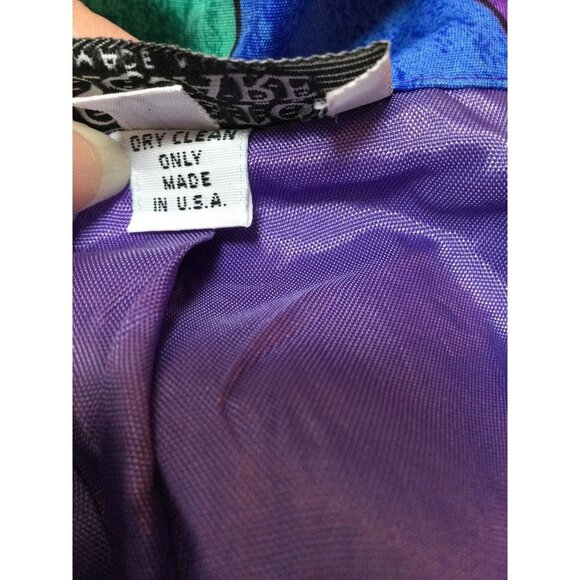 Vintage 80s Womens Blazer Vibrant Colorful Busy Print Shoulder Pads Size Large - Picture 8 of 10